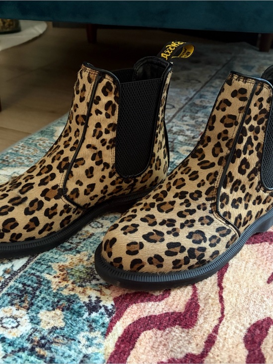 Boots Leopard Print Dr Martens Size Dr Martens 1460 Hair-On Leather Boots (Leopard) Blue Banana
